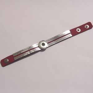 Red and Silver Rhinestones Mirrored Snap Charm Bracelet‎